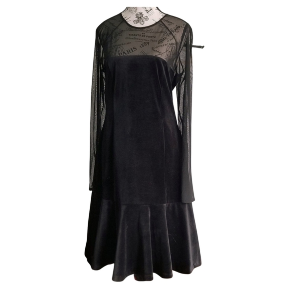 🆕 Paul Brial Black Fit And Flare Holiday Velvet Midi Dress - Picture 2 of 8